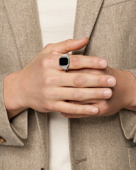 Streamline Signet Ring in Sterling Silver, 18mm