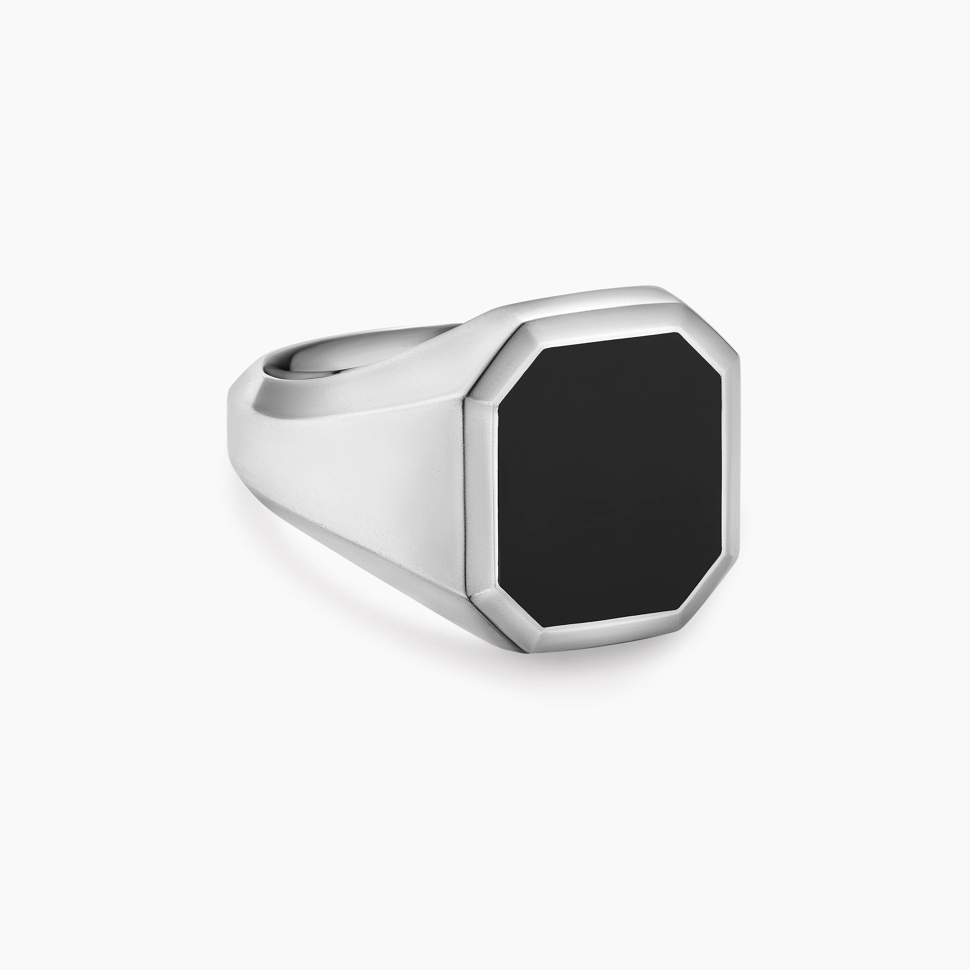 Mens Streamline&reg; Signet Ring in Sterling Silver with Black Onyx, 18mm