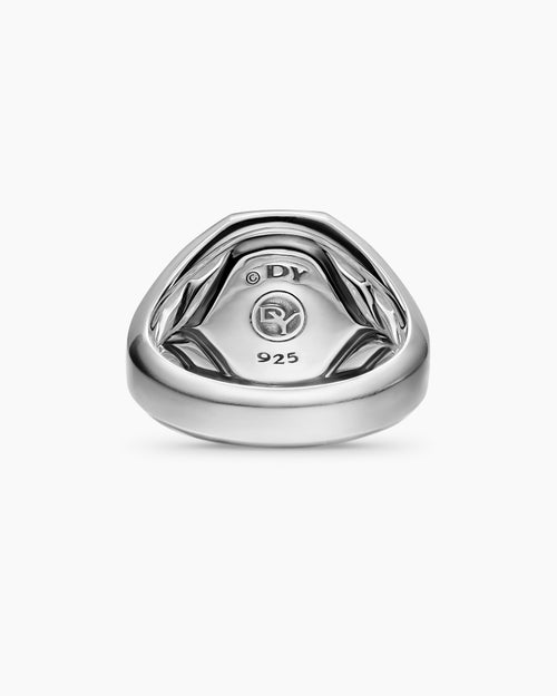 Mens Streamline Signet Ring in Sterling Silver, 18mm
