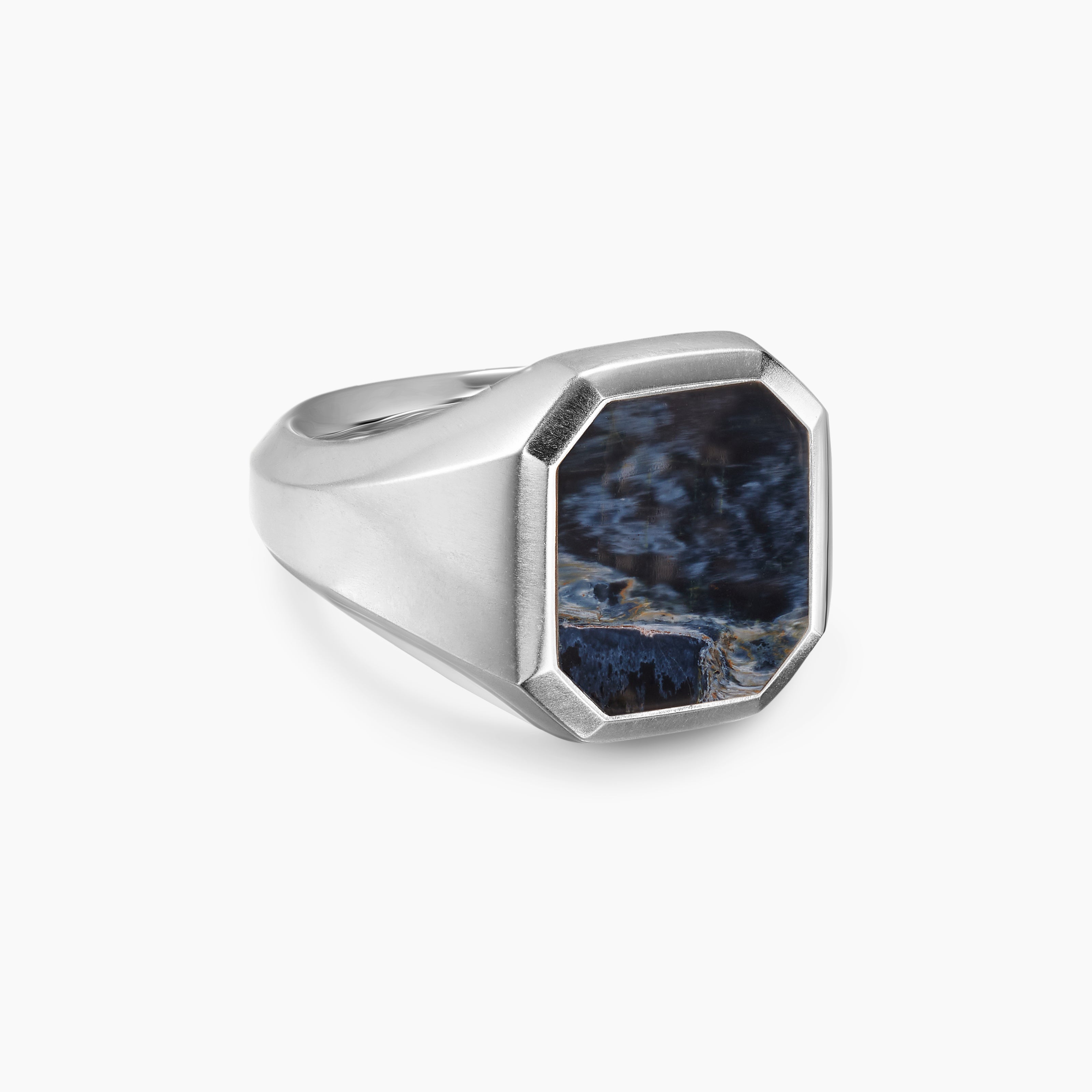 Mens Streamline Signet Ring in Sterling Silver, 18mm