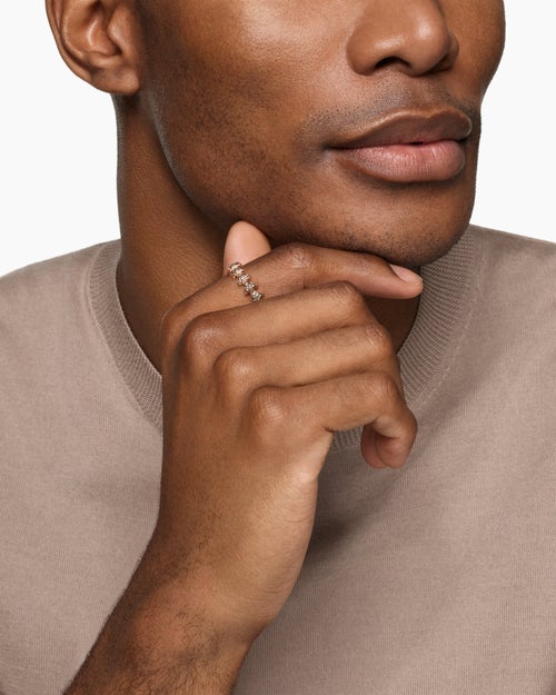 Mens Armory® Band Ring in 18ct Rose Gold with Cognac Diamonds, 6.2mm