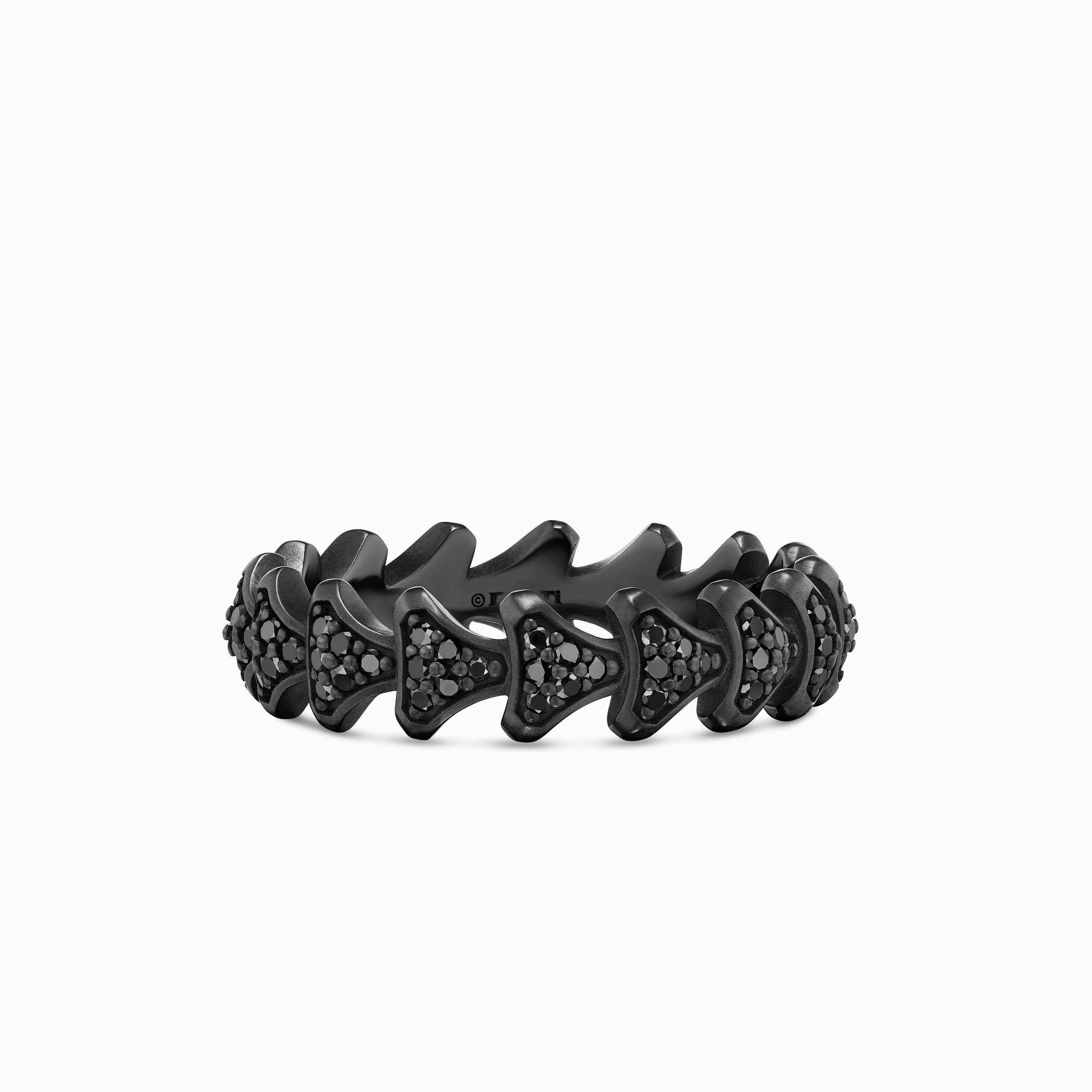 Mens Armory&reg; Band Ring in Black Titanium with Black Diamonds, 6.2mm