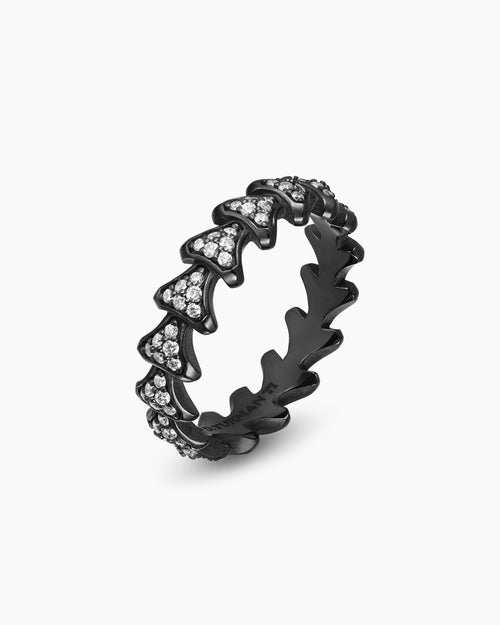 Mens Armoury Band Ring in Black Titanium, 6.2mm