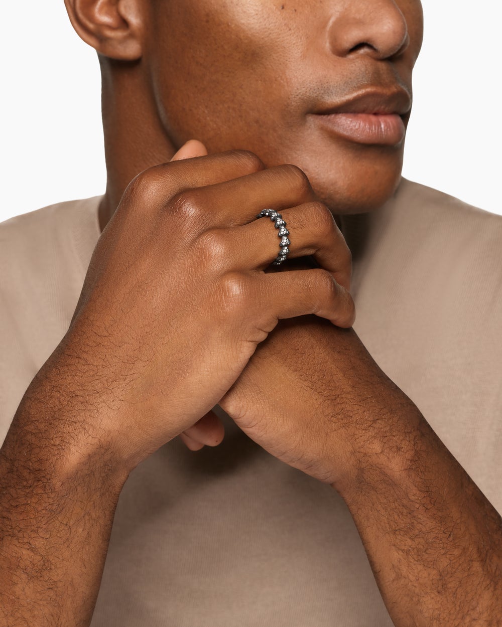 Mens Armory Band Ring in Black Titanium, 6.2mm