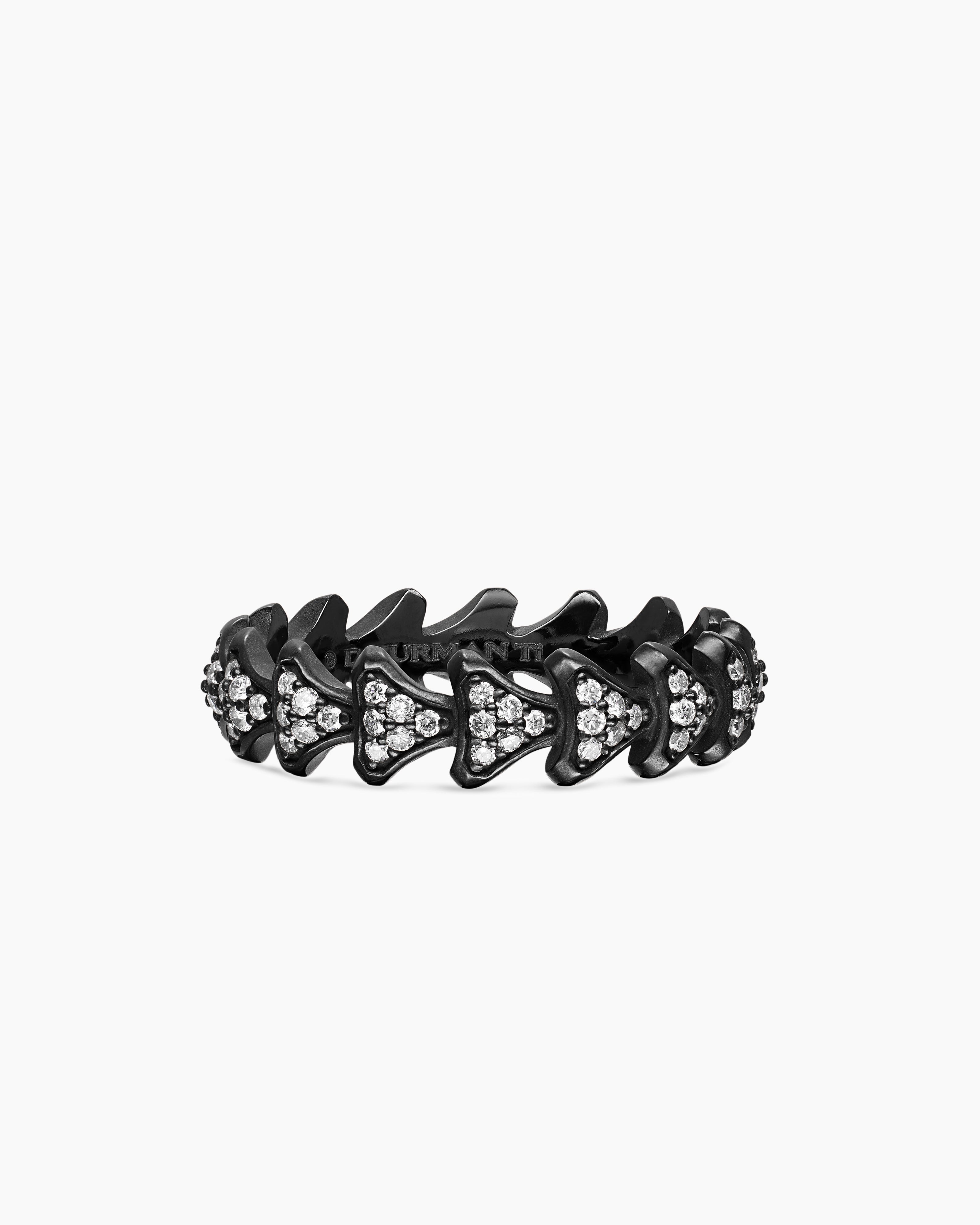 ARMORY® BAND RING Black Titanium with Diamonds, 6.2mm
