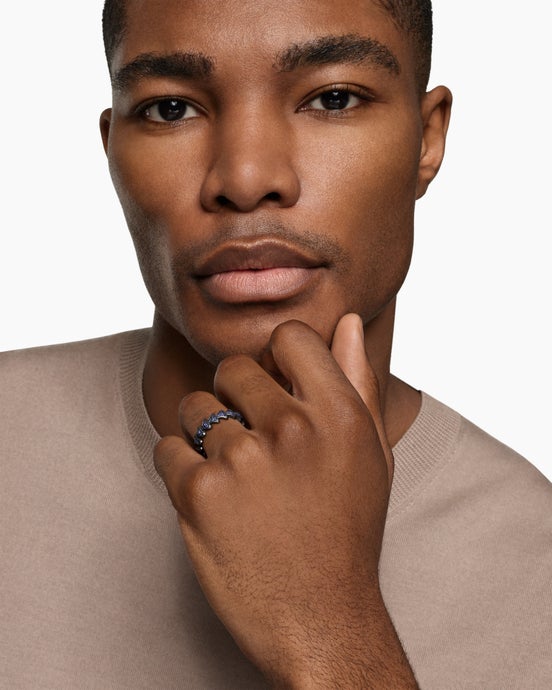 Armory® Band Ring in Black Titanium with Sapphires, 6.2mm