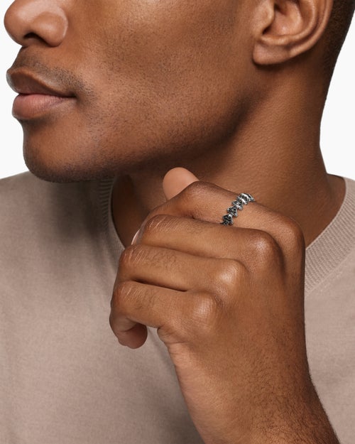 Mens Armory® Band Ring in Sterling Silver with Black Diamonds, 6.2mm