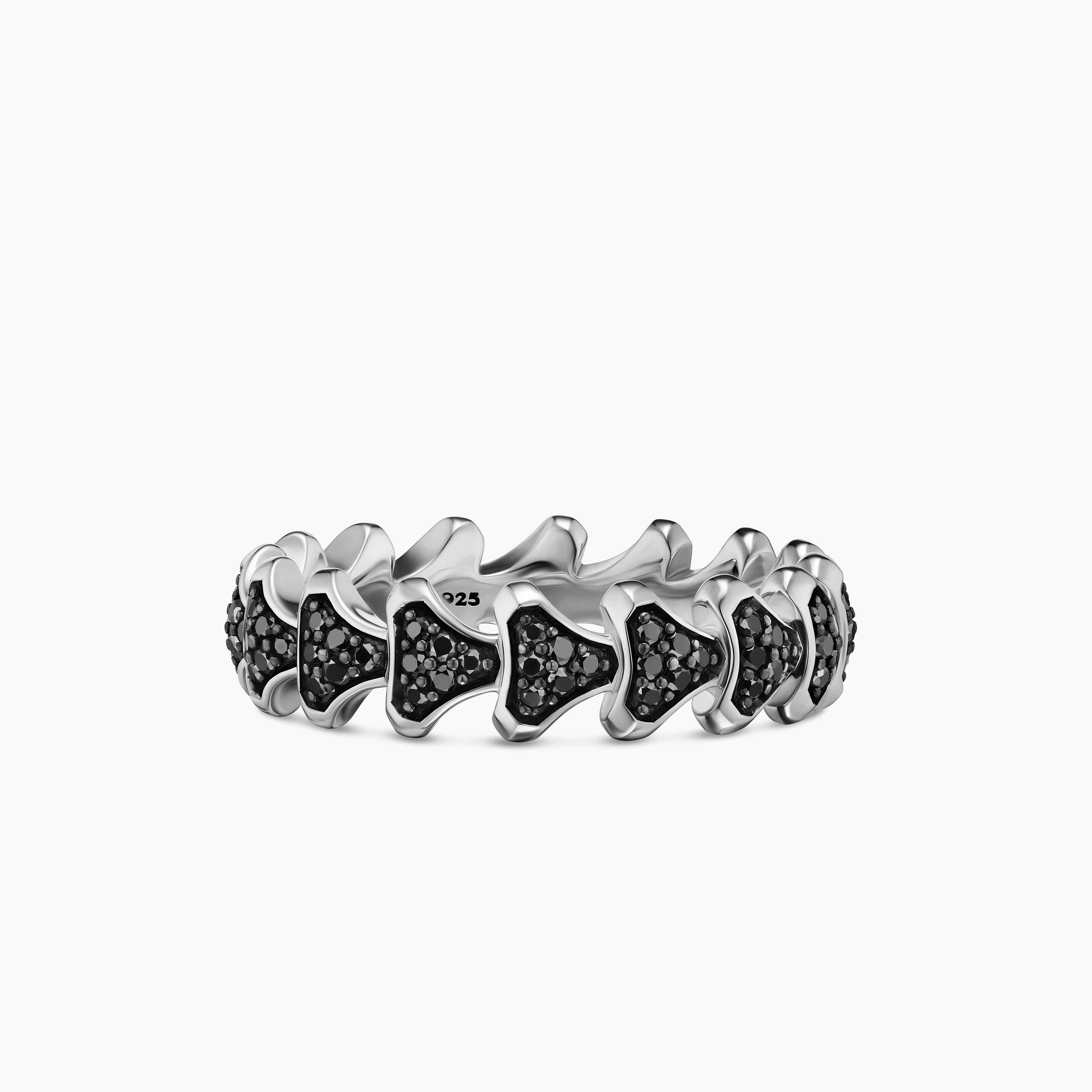 Mens Armory&reg; Band Ring in Sterling Silver with Black Diamonds, 6.2mm