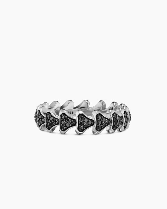 Armory® Band Ring in Sterling Silver with Black Diamonds, 6.2mm