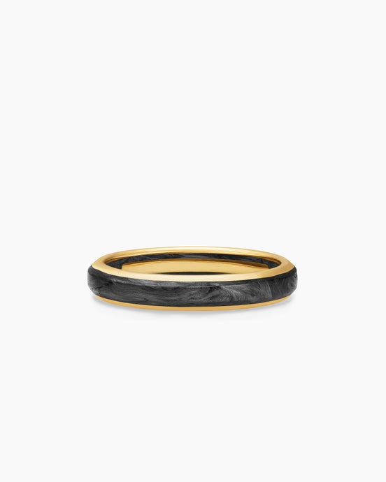 Streamline® Band Ring in 18ct Yellow Gold with Forged Carbon, 4mm