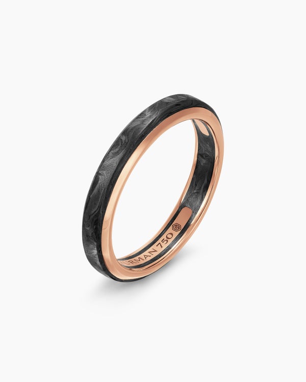 Streamline® Band Ring in 18K Rose Gold with Forged Carbon, 4mm