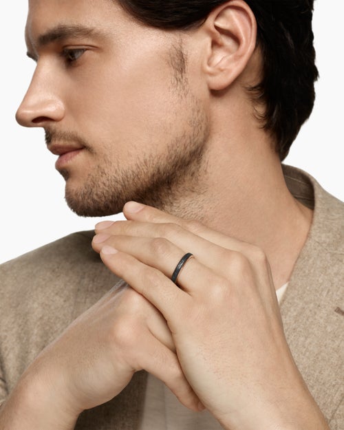 Mens Streamline® Band Ring in 18K Rose Gold with Forged Carbon, 4mm