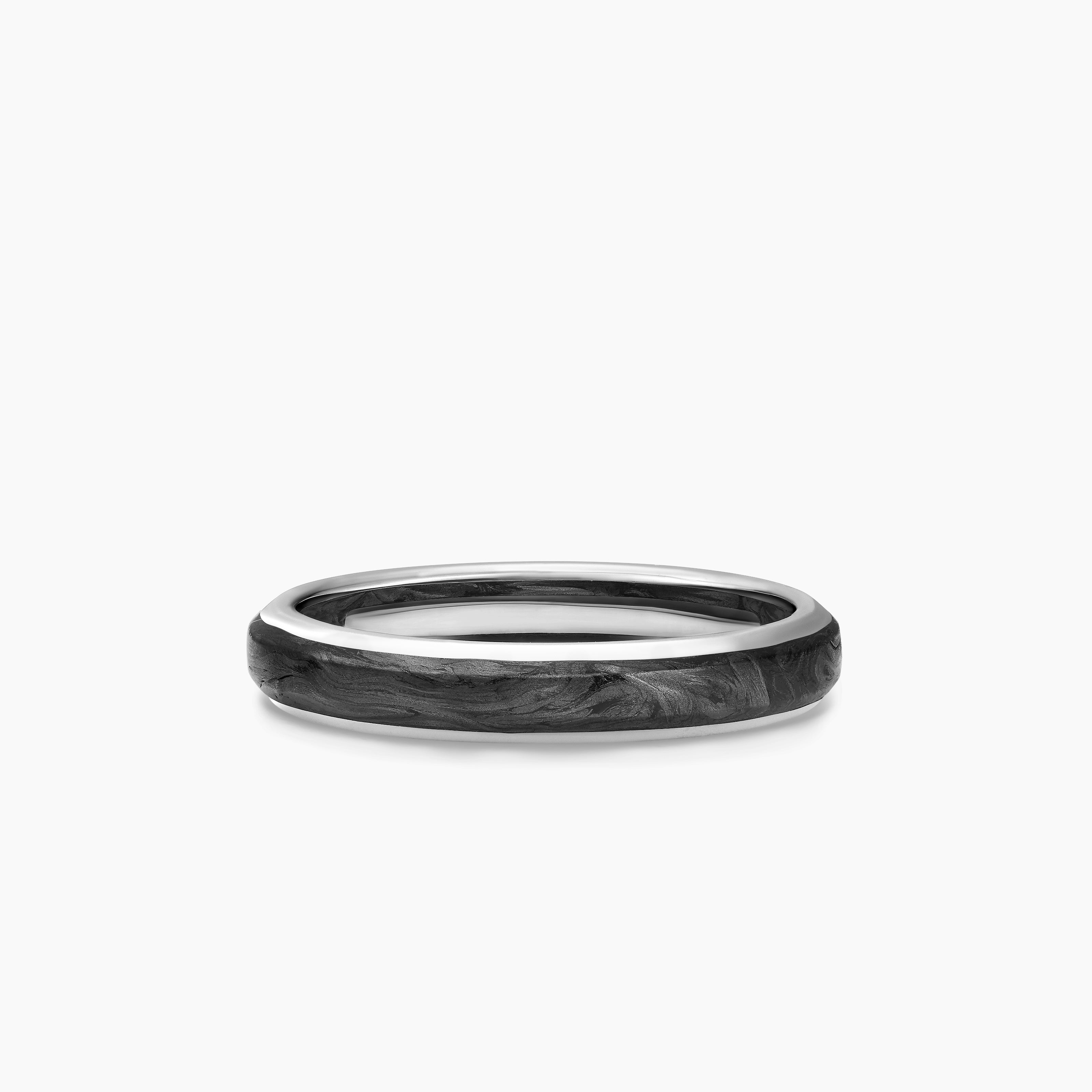 Mens Streamline Band Ring in 18K White Gold, 4mm