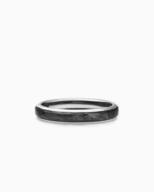 Mens Streamline® Band Ring in 18K White Gold with Forged Carbon, 4mm