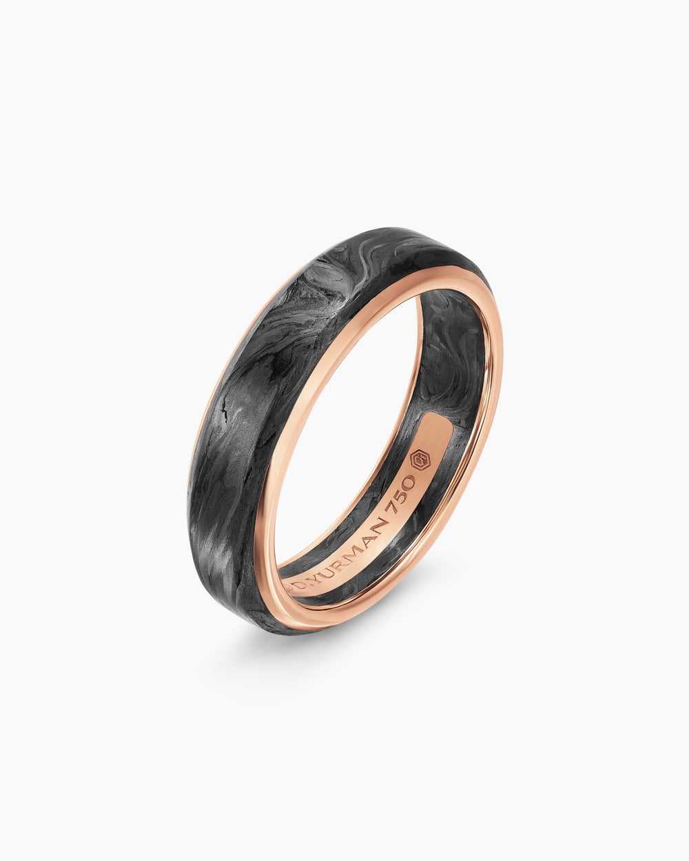 Mens Streamline Band Ring in 18K Rose Gold, 6mm