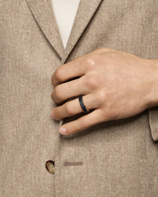 Streamline® Band Ring in 18ct Rose Gold with Forged Carbon, 6mm