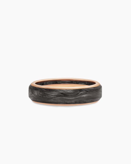 Streamline® Band Ring in 18ct Rose Gold with Forged Carbon, 6mm