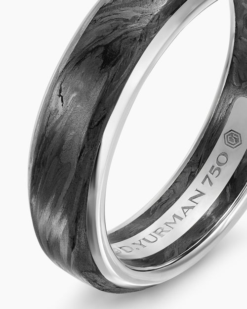 Mens Streamline Band Ring in 18K White Gold, 6mm