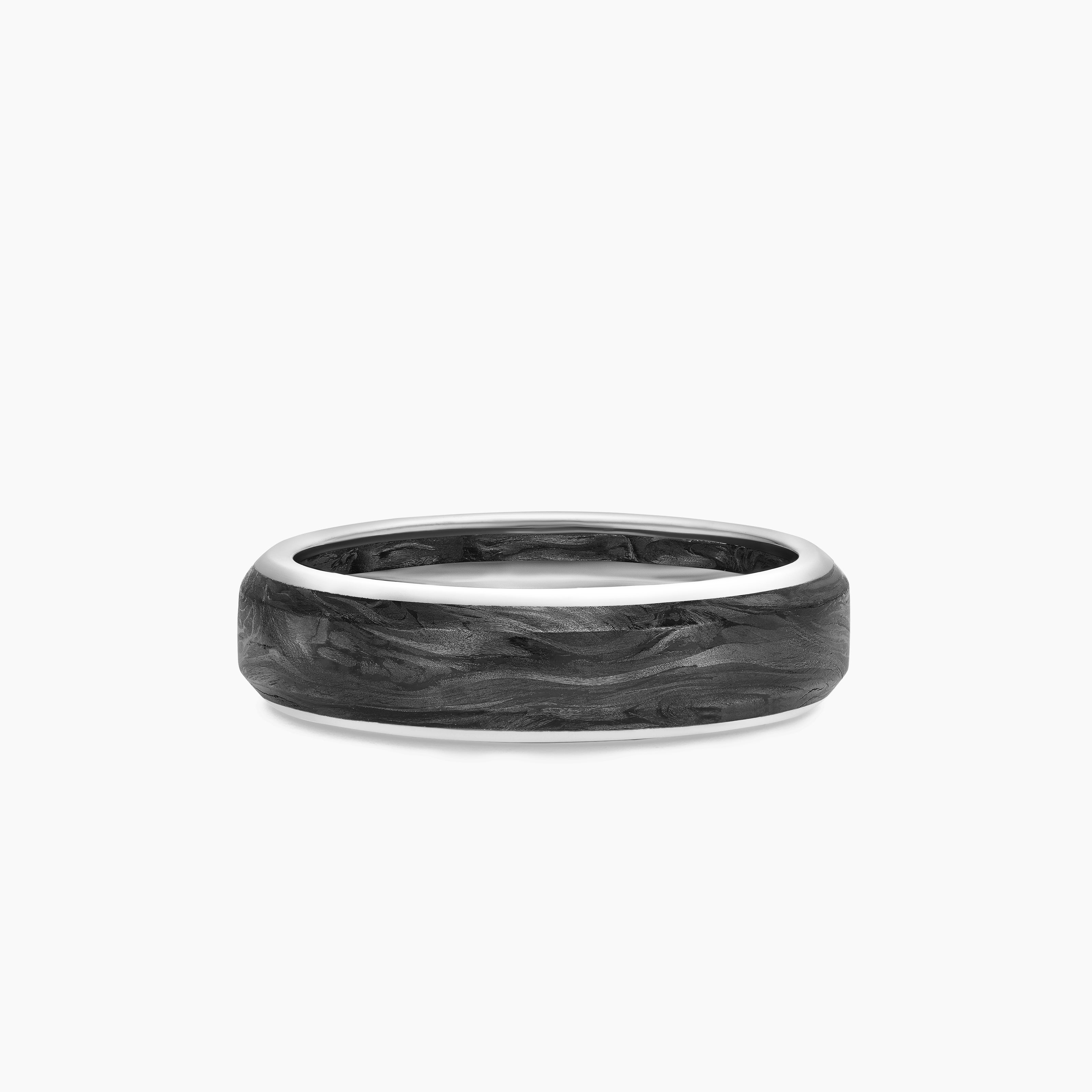 Mens Streamline Band Ring in 18K White Gold, 6mm