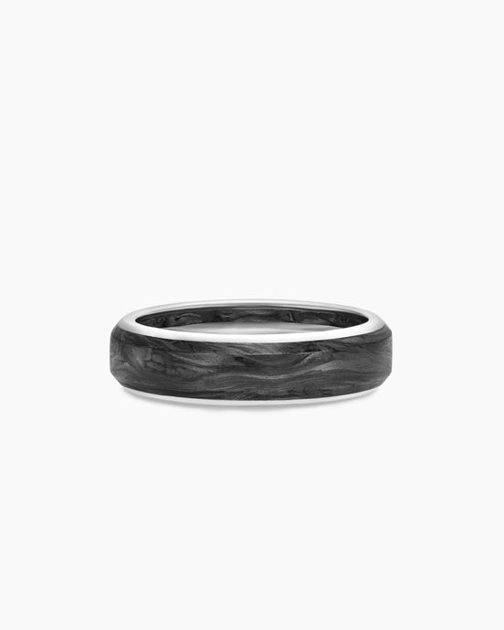 Streamline® Band Ring in 18K White Gold with Forged Carbon, 6mm