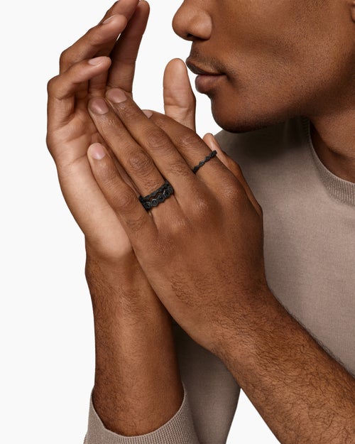 Mens Hex Stack Ring in Black Titanium, 9.3mm