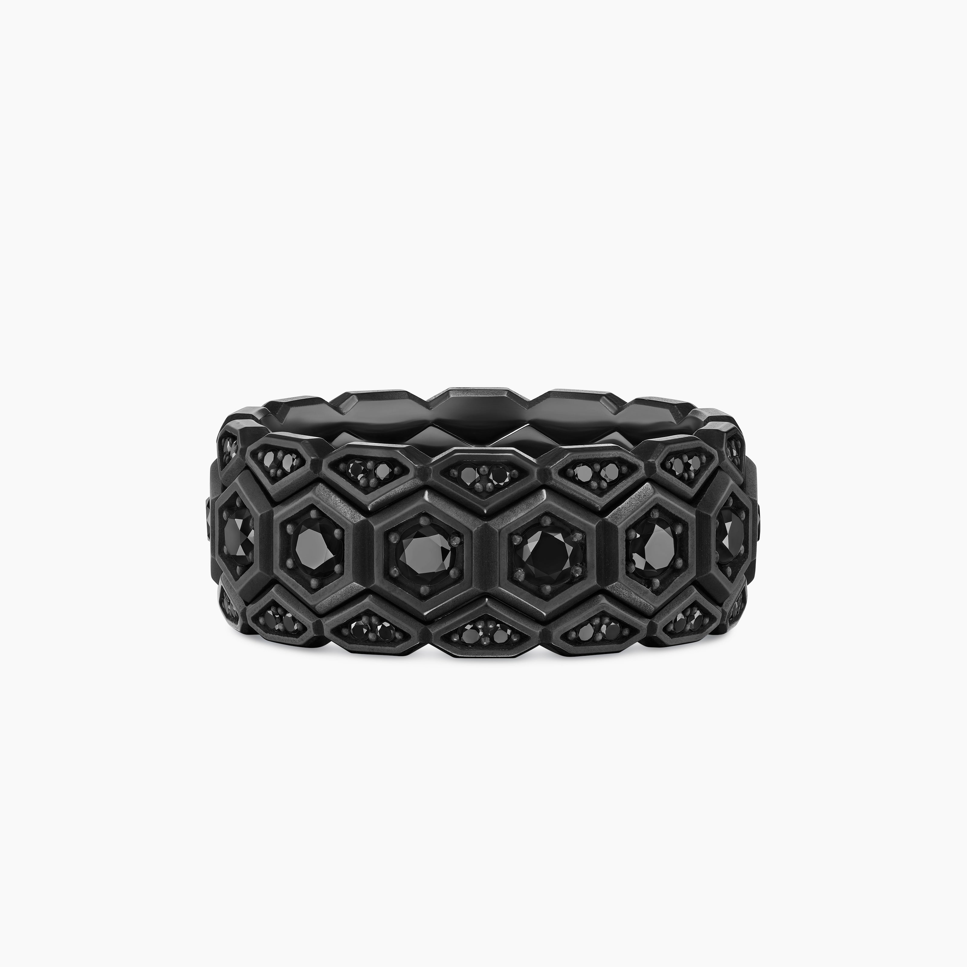 Mens Hex Stack Ring in Black Titanium, 9.3mm