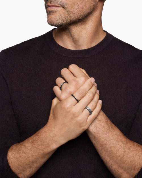 Mens Hex Stack Ring in Black Titanium with Grey Titanium, 9.3mm