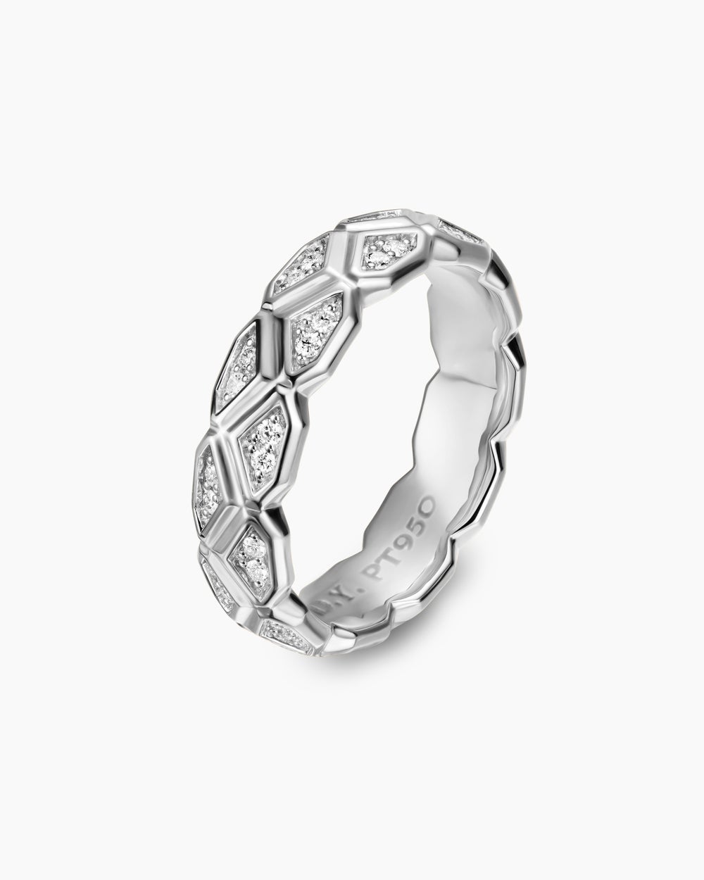 Mens Hex Band Ring in Platinum, 6mm