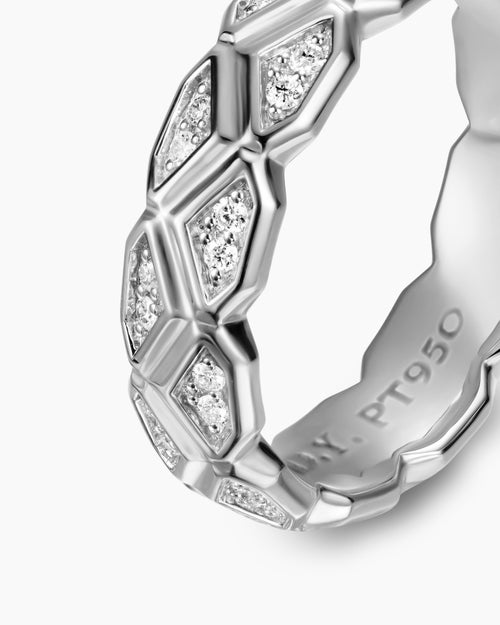 Mens Hex Band Ring in Platinum, 6mm