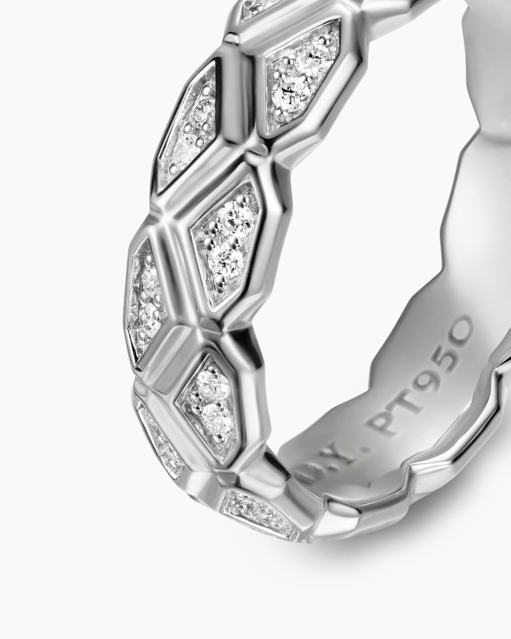 Mens Hex Band Ring in Platinum, 6mm
