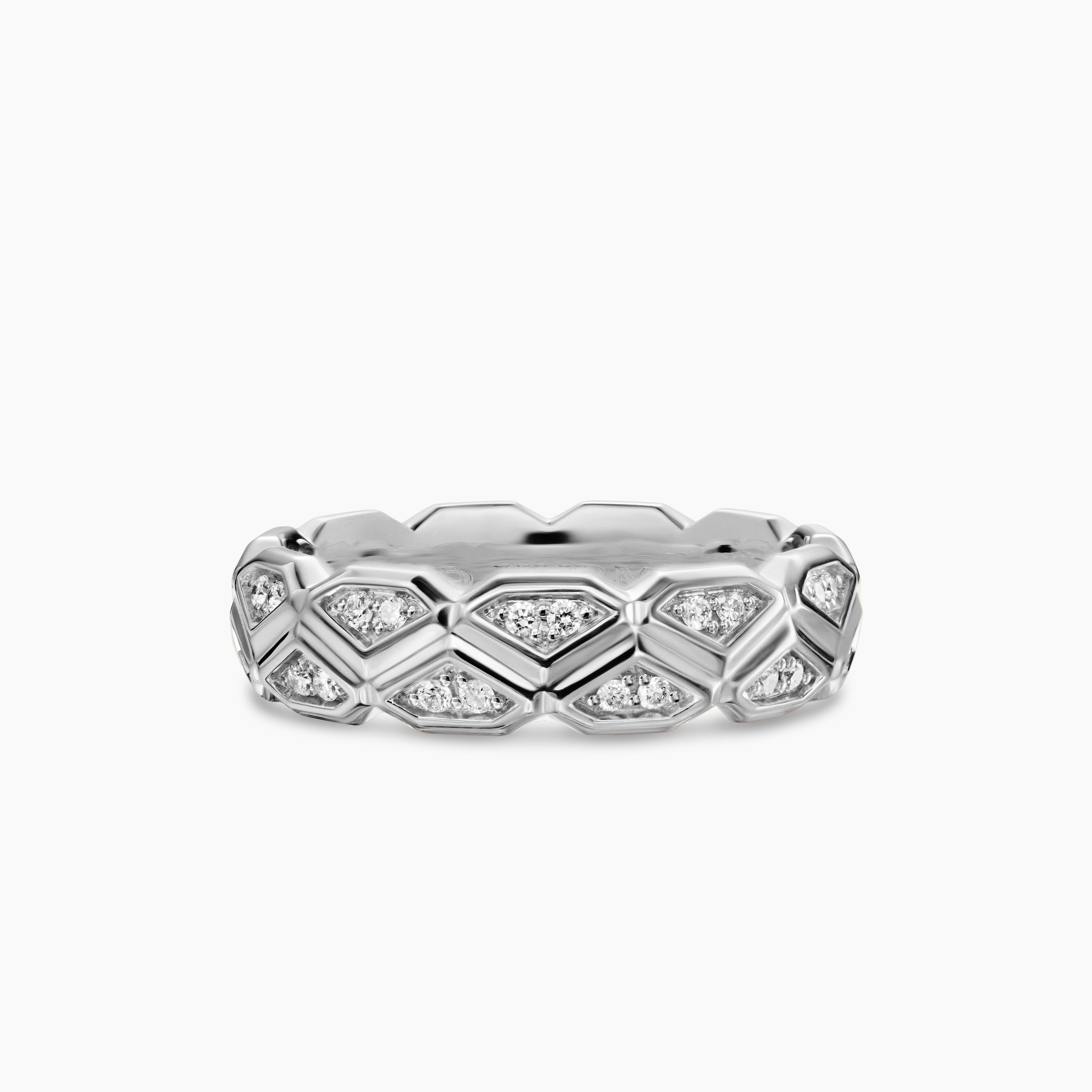 Mens Hex Band Ring in Platinum, 6mm