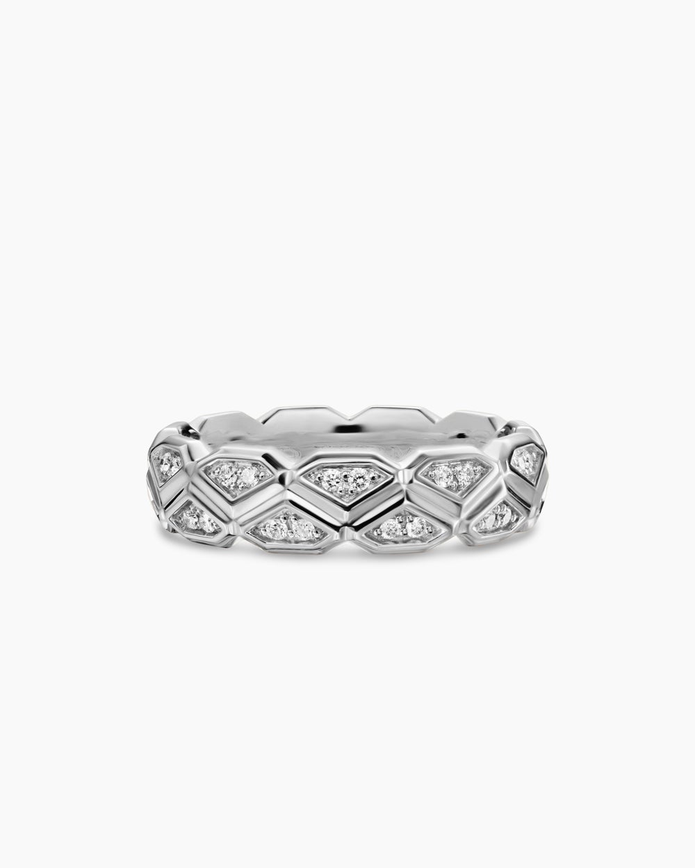 Mens Hex Band Ring in Platinum, 6mm