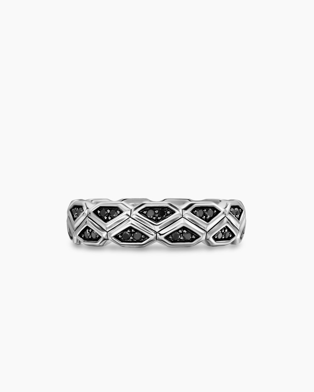 Mens Hex Band Ring in Sterling Silver, 6mm