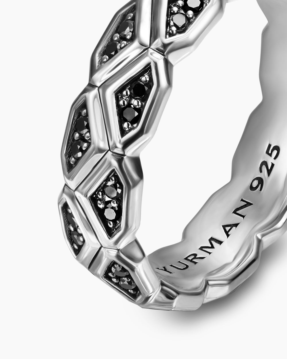Mens Hex Band Ring in Sterling Silver, 6mm