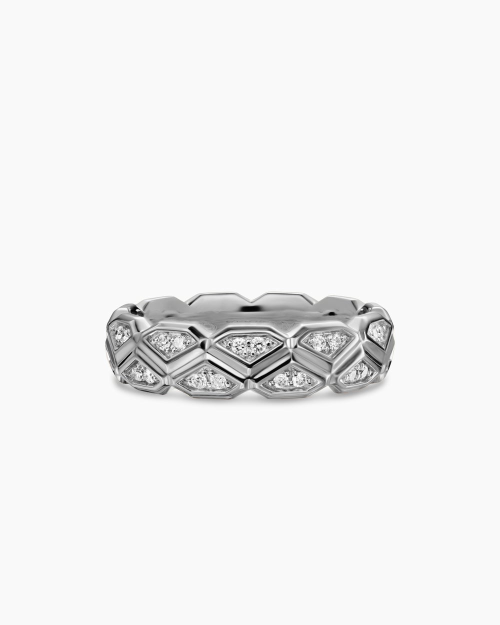 Mens Hex Band Ring in Sterling Silver, 6mm
