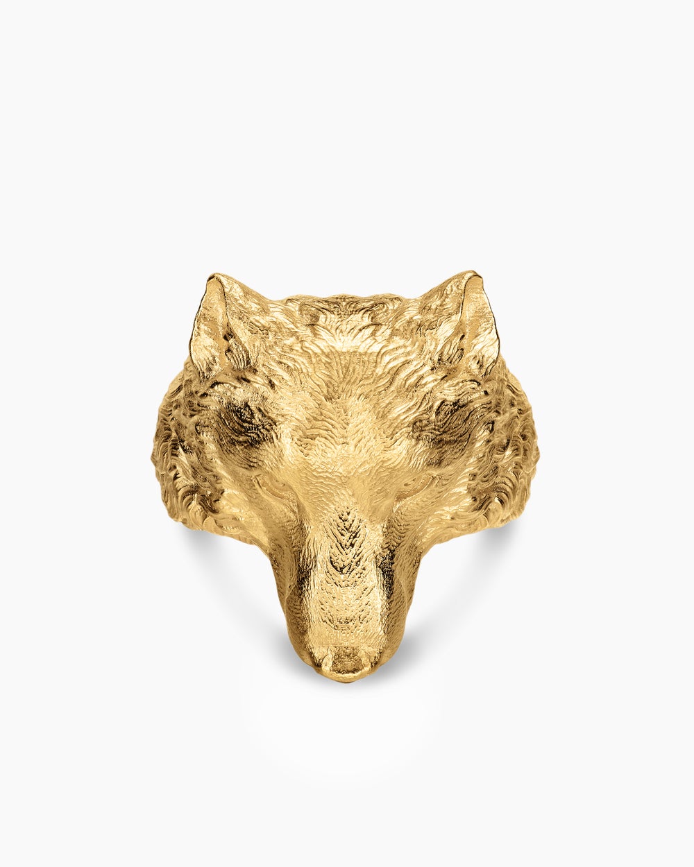 Mens Petrvs Wolf Signet Ring in 18K Yellow Gold, 25mm
