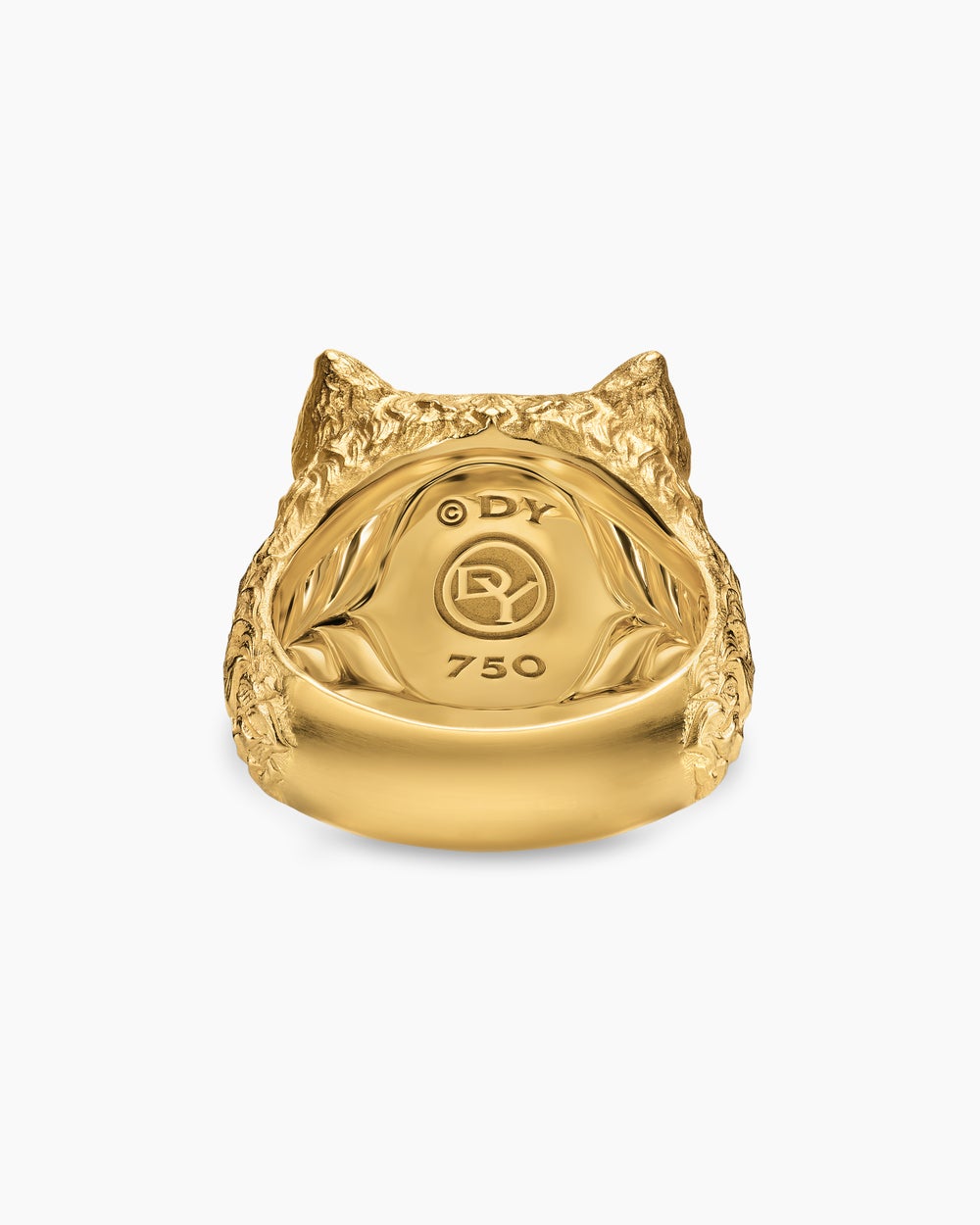 Mens Petrvs Wolf Signet Ring in 18K Yellow Gold, 25mm