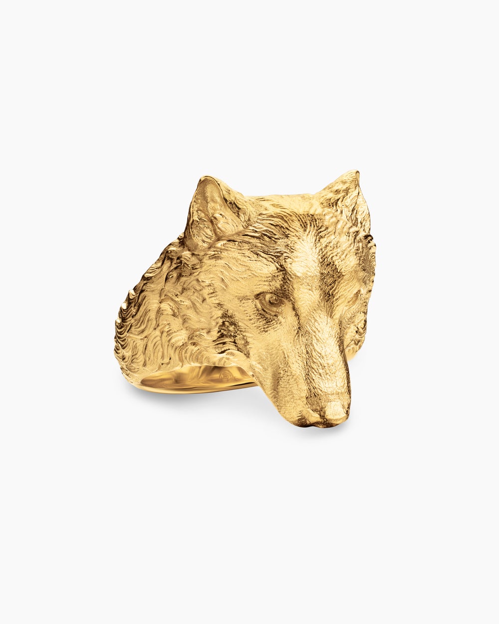 Mens Petrvs Wolf Signet Ring in 18K Yellow Gold, 25mm