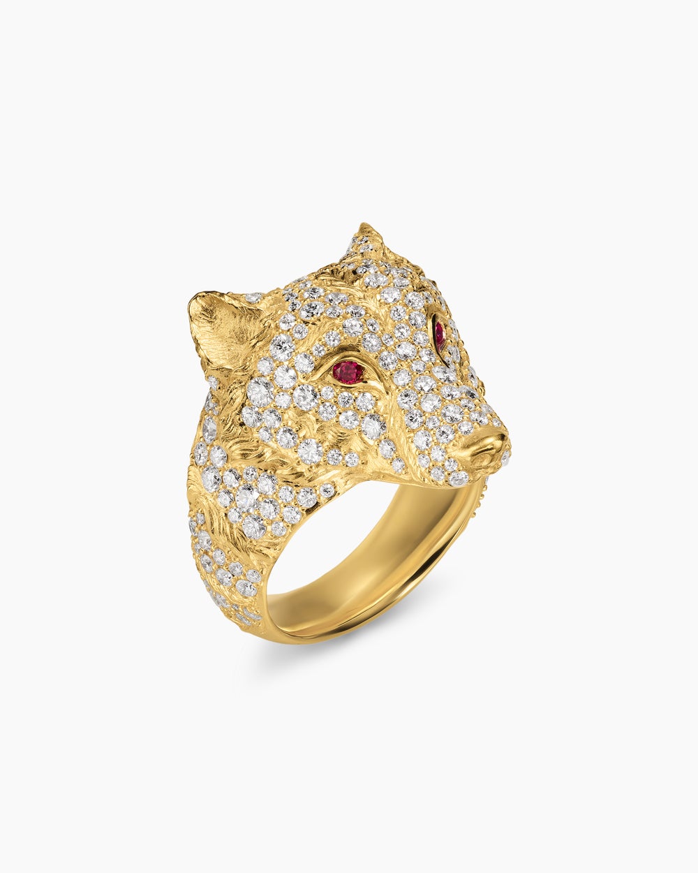 Mens Petrvs Wolf Signet Ring in 18K Yellow Gold, 25mm