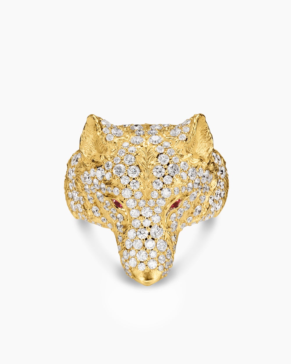 Mens Petrvs Wolf Signet Ring in 18K Yellow Gold, 25mm