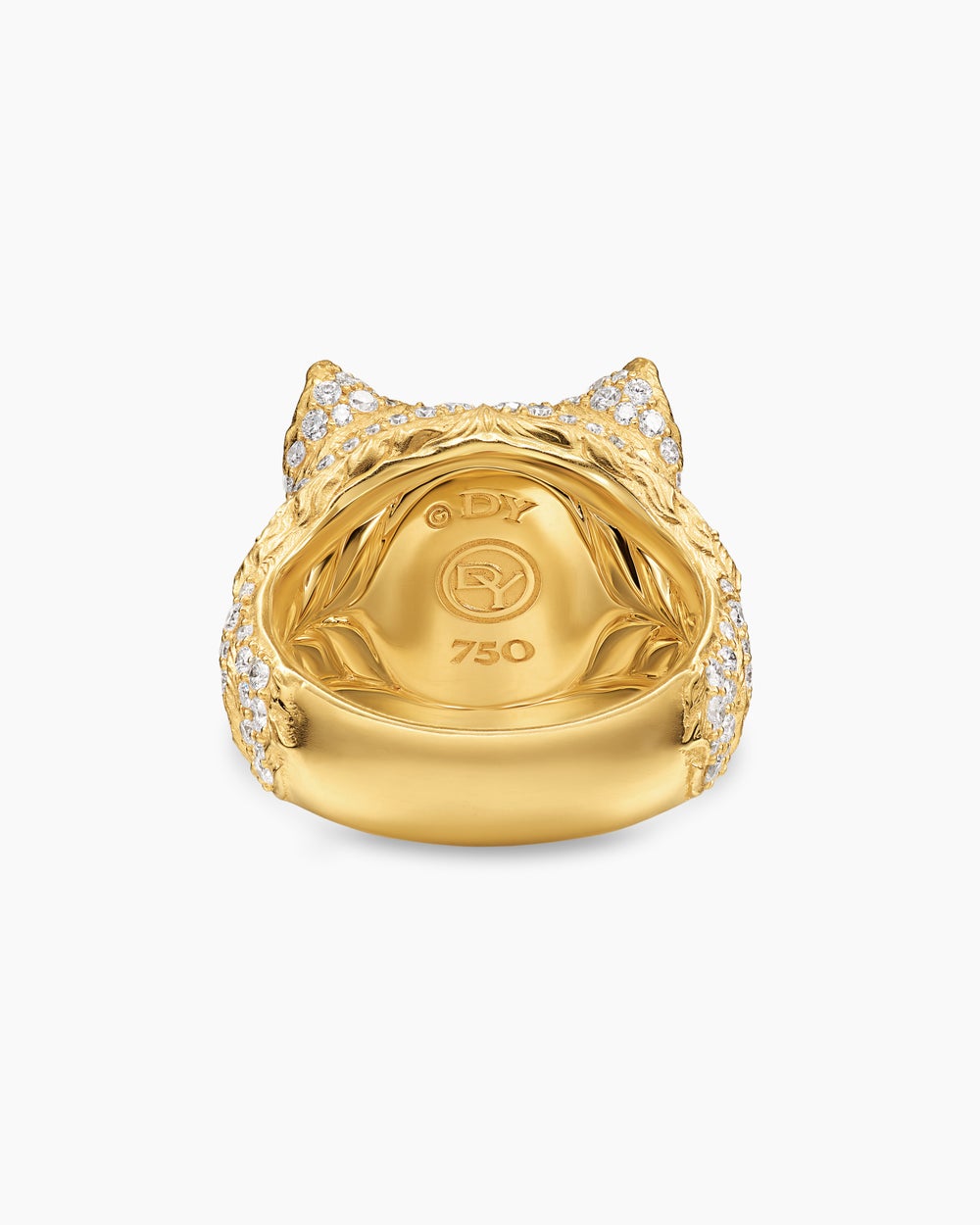Mens Petrvs Wolf Signet Ring in 18K Yellow Gold, 25mm
