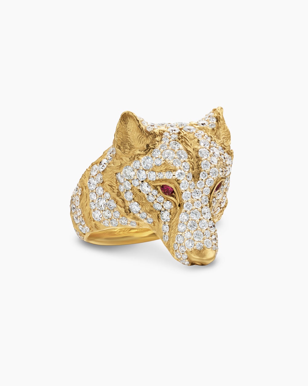 Mens Petrvs Wolf Signet Ring in 18K Yellow Gold, 25mm
