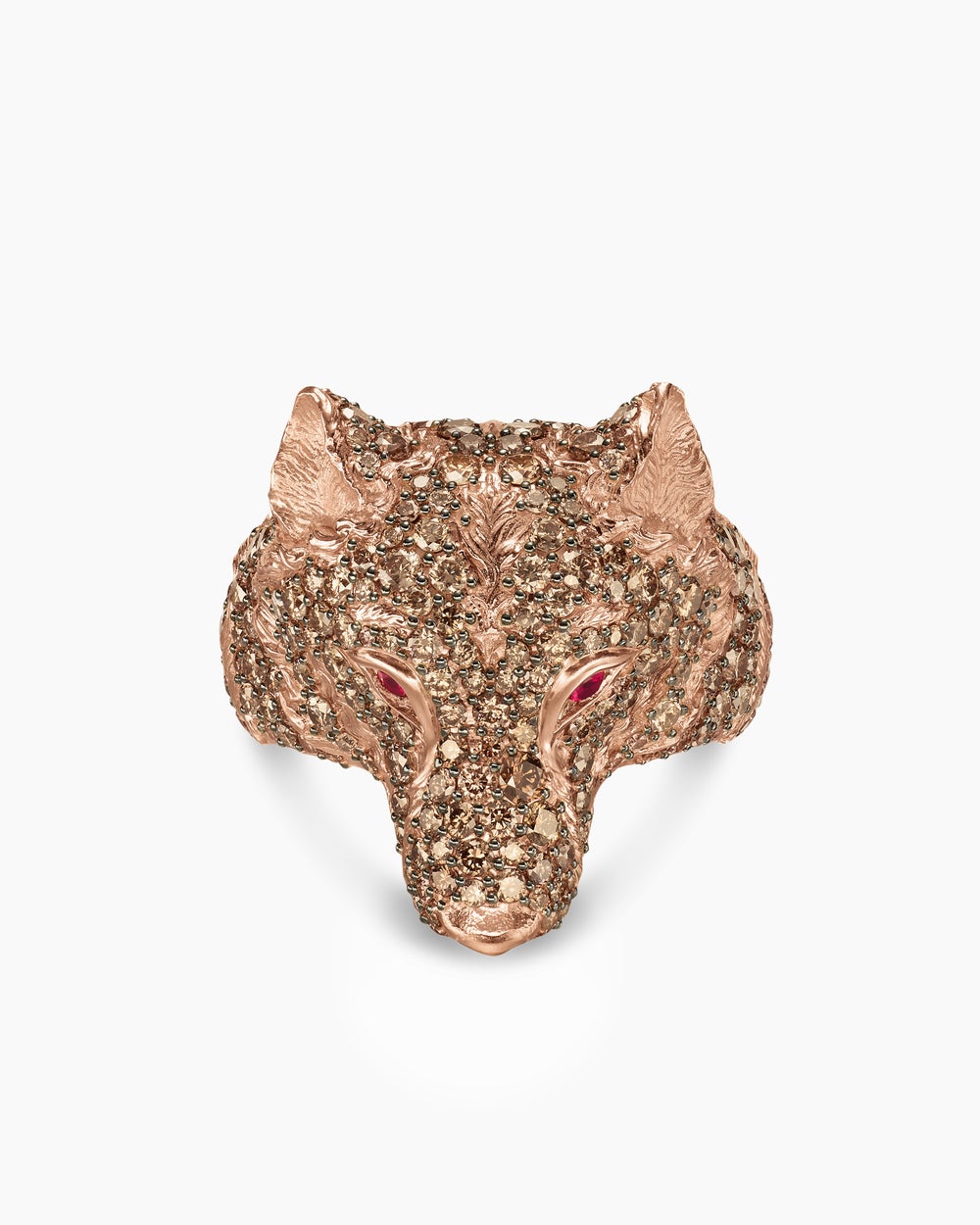 Mens Petrvs Wolf Signet Ring in 18K Rose Gold, 25mm
