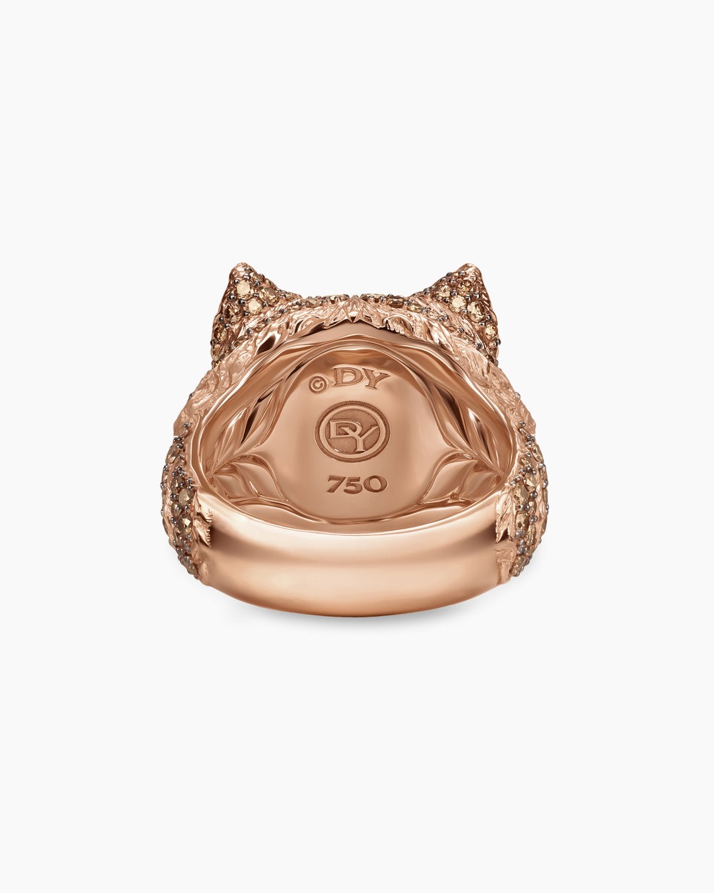 Mens Petrvs Wolf Signet Ring in 18K Rose Gold, 25mm