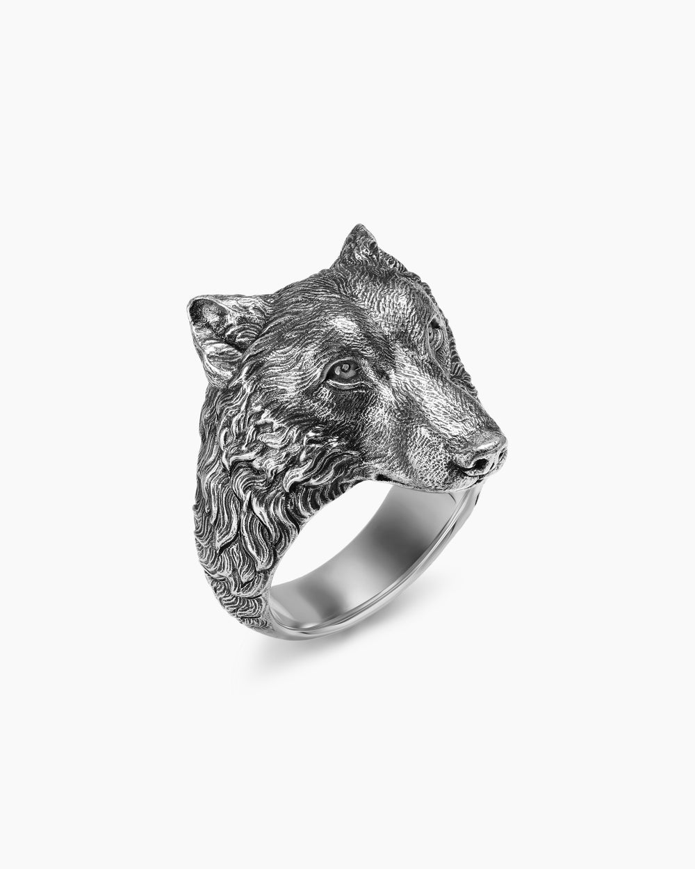 Mens Petrvs Wolf Signet Ring in Sterling Silver, 25mm