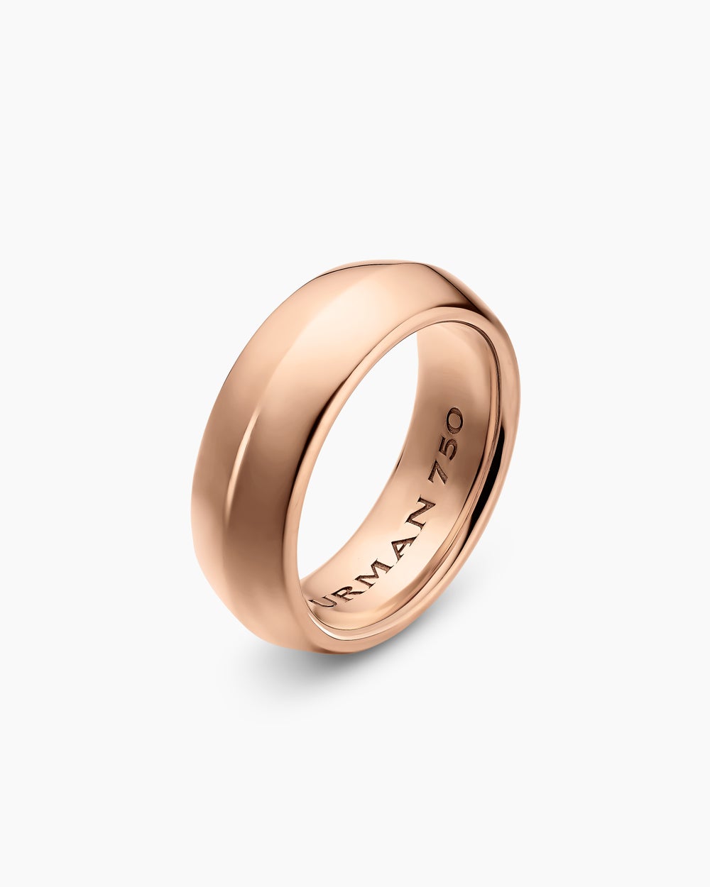 Mens Knife Edge Band Ring in 18K Rose Gold, 8mm