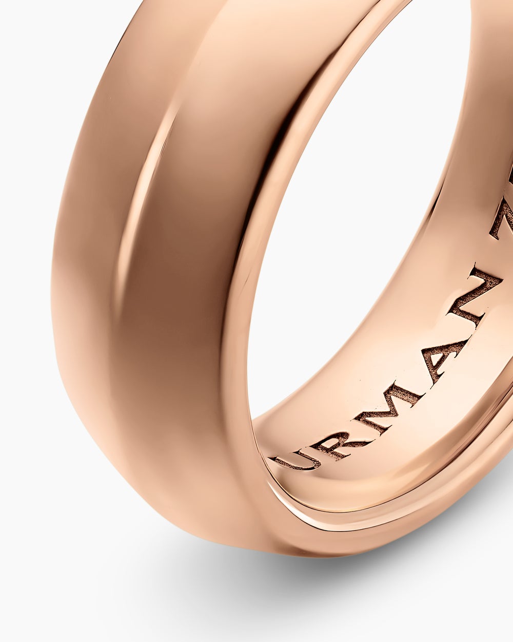 Mens Knife Edge Band Ring in 18K Rose Gold, 8mm