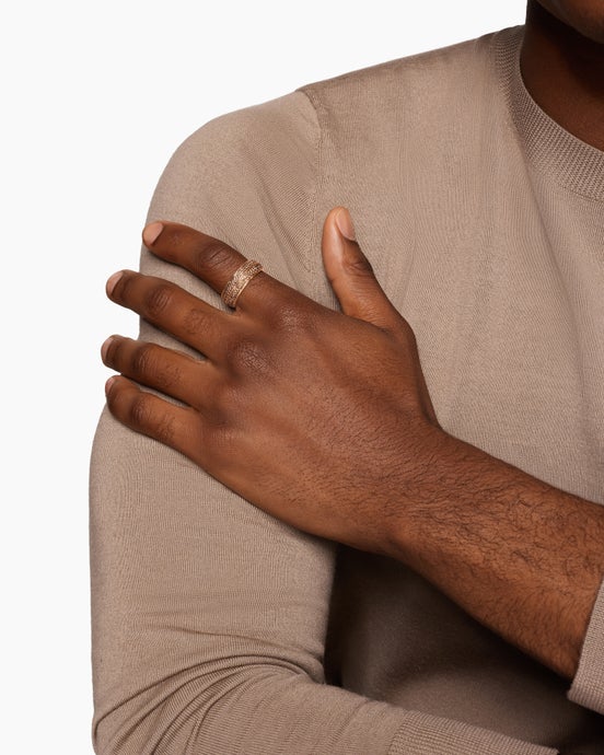 Knife Edge Band Ring in 18K Rose Gold with Cognac Diamonds, 8mm