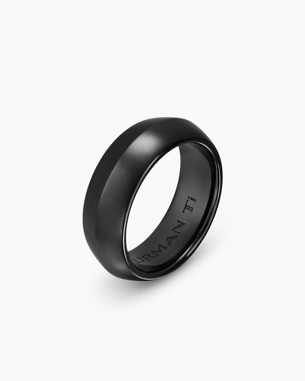Mens Knife Edge Band Ring in Black Titanium, 8mm