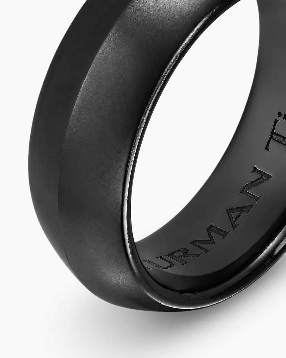 Mens Knife Edge Band Ring in Black Titanium, 8mm